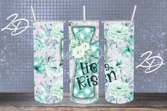 Download He is Risen Cross Floral Tumbler Design - Premium Resources