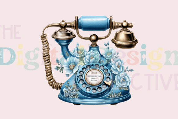Download Blue &amp; Bronze Floral Vintage Phone Png - Bronze Collection