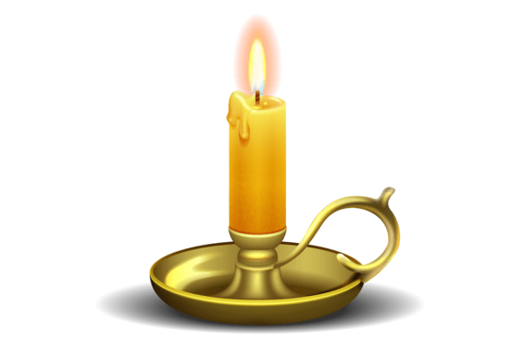 Download Candle in Bronze Candlestick. Realistic - Bronze Collection