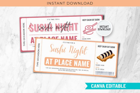 Download Printable Digital Sushi Night Voucher - Printable Collection