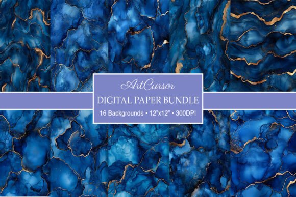 Download Sapphire Blue &amp; Bronze Alcohol Ink Paper - Bronze Collection